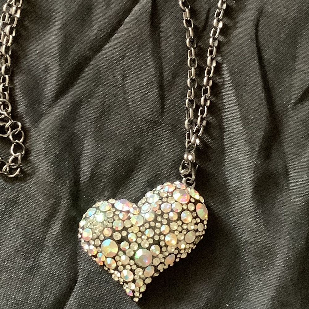 Traci Lynn Rhinestone Heart Necklace